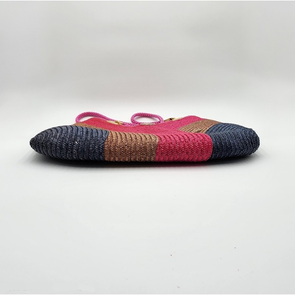 Vintage Pier Giorgio Woven Shoulder Bag Bright Multicolor Italian Straw Elegant - Picture 3 of 8
